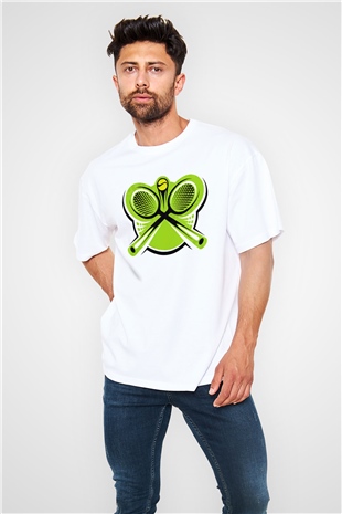 Tenis Beyaz Unisex Oversize Tişört T-Shirt