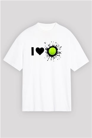 Tenis Beyaz Unisex Oversize Tişört T-Shirt