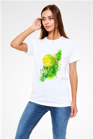 Tenis Beyaz Unisex Tişört T-Shirt - TişörtFabrikası