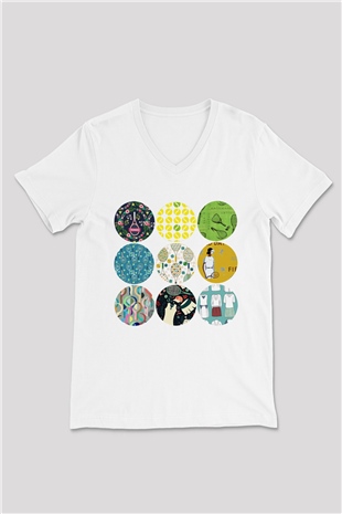 Tenis Beyaz Unisex V Yaka Tişört T-Shirt