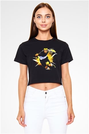 Tenis Siyah Crop Top Tişört
