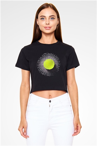 Tenis Siyah Crop Top Tişört