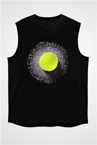 Tenis Siyah Unisex Kolsuz Tişört