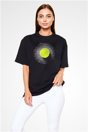 Tenis Siyah Unisex Oversize Tişört T-Shirt