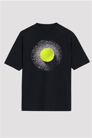 Tenis Siyah Unisex Oversize Tişört T-Shirt