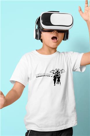 Teracious D Baskılı Beyaz Unisex Beyaz Çocuk Tişört - Tshirt