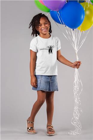Teracious D Baskılı Beyaz Unisex Beyaz Çocuk Tişört - Tshirt