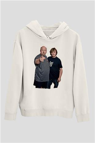 Teracious D Baskılı Beyaz Unisex Kapüşonlu Sweatshirt