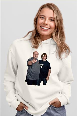 Teracious D Baskılı Beyaz Unisex Kapüşonlu Sweatshirt