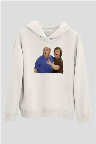 Teracious D Baskılı Beyaz Unisex Kapüşonlu Sweatshirt