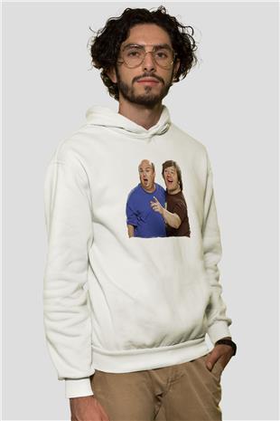Teracious D Baskılı Beyaz Unisex Kapüşonlu Sweatshirt