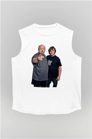 Teracious D Baskılı Beyaz Unisex Kolsuz Tişört - Tshirt