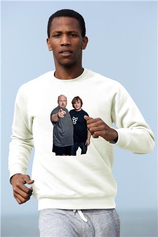 Teracious D Baskılı Beyaz Unisex Sweatshirt