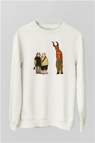 Teracious D Baskılı Beyaz Unisex Sweatshirt