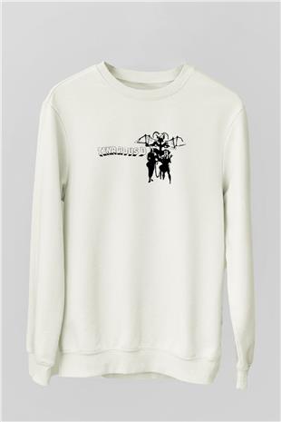Teracious D Baskılı Beyaz Unisex Sweatshirt