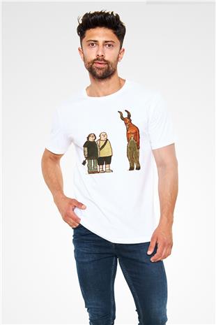 Teracious D Baskılı Unisex Beyaz Tişört - Tshirt