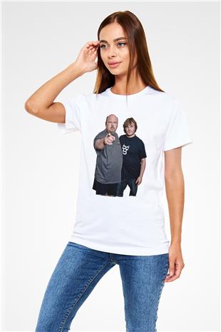 Teracious D Baskılı Unisex Beyaz Tişört - Tshirt
