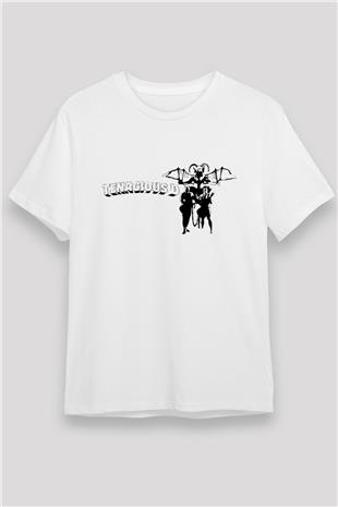 Teracious D Baskılı Unisex Beyaz Tişört - Tshirt