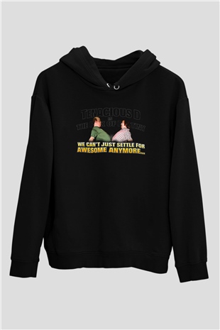 Teracious D Baskılı Unisex Siyah Kapüşonlu Sweatshirt
