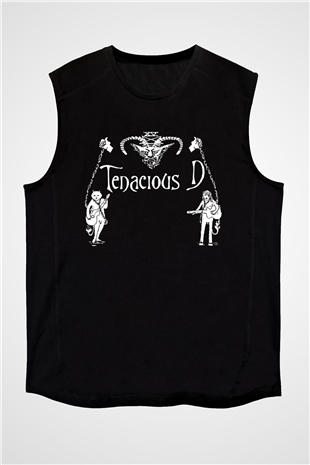 Teracious D Baskılı Unisex Siyah Kolsuz Tişört - Tshirt
