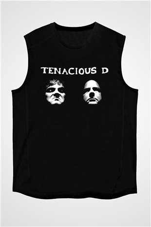 Teracious D Baskılı Unisex Siyah Kolsuz Tişört - Tshirt