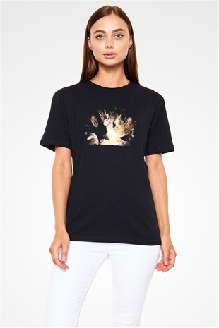 Teracious D Baskılı Unisex Siyah Tişört - Tshirt