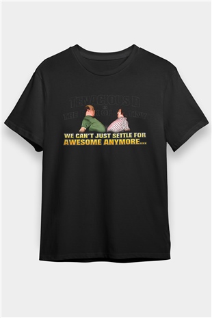 Teracious D Baskılı Unisex Siyah Tişört - Tshirt