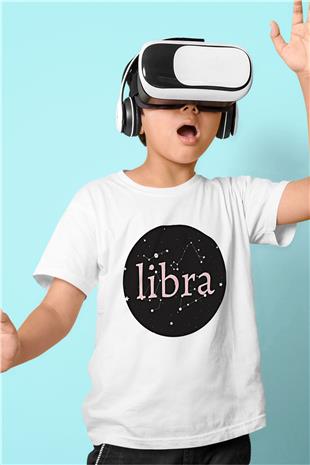 Terazi Burcu Baskılı Beyaz Unisex Beyaz Çocuk Tişört - Tshirt