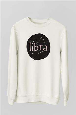 Terazi Burcu Baskılı Beyaz Unisex Sweatshirt