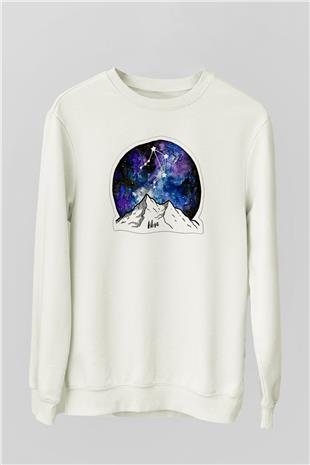 Terazi Burcu Baskılı Beyaz Unisex Sweatshirt