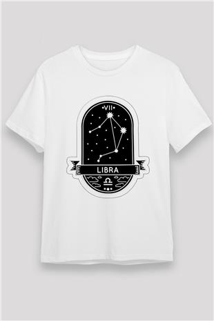 Terazi Burcu Unisex Baskılı Beyaz Tişört - Tshirt