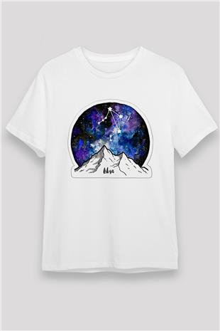 Terazi Burcu Unisex Baskılı Beyaz Tişört - Tshirt