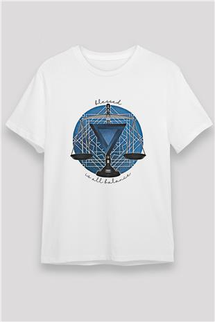 Terazi Burcu Unisex Baskılı Beyaz Tişört - Tshirt