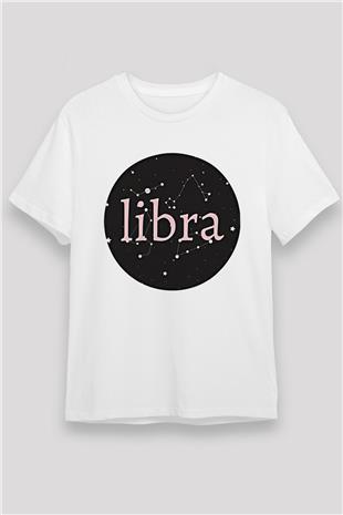 Terazi Burcu Unisex Baskılı Beyaz Tişört - Tshirt