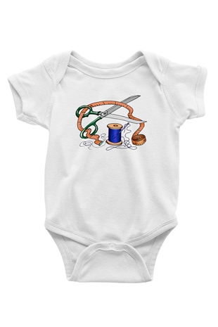 Terzi Baskılı Beyaz Unisex Bebek Body - Zıbın