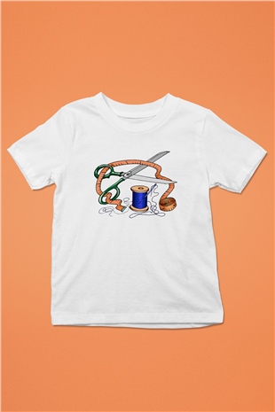 Terzi Baskılı Beyaz Unisex Çocuk Tişört