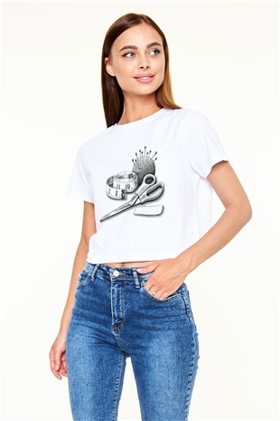 Terzi Beyaz Croptop Tişört
