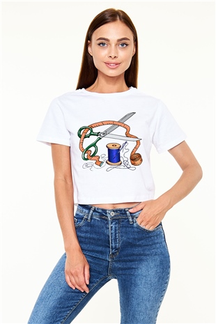 Terzi Beyaz Croptop Tişört