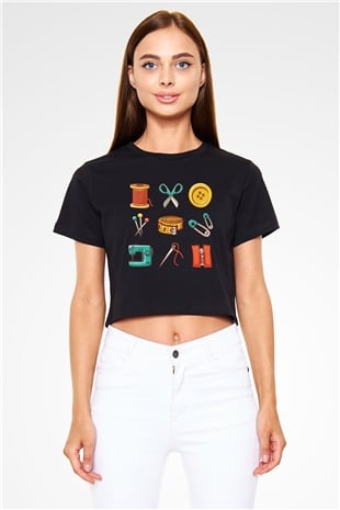Terzi Siyah Crop Top Tişört