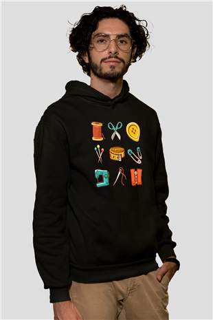 Terzi Siyah Unisex Kapşonlu Sweatshirt