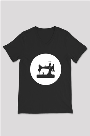 Terzi Siyah Unisex V Yaka Tişört T-Shirt