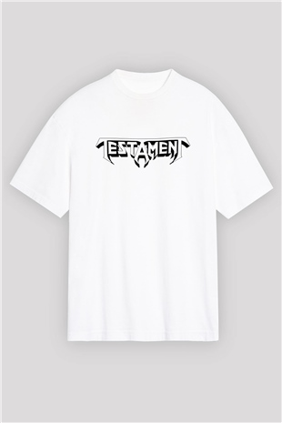 Testament Beyaz Unisex Oversize Tişört T-Shirt