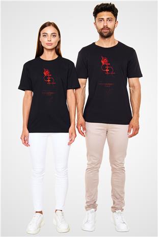 Testosterone Molekülü Baskılı Unisex Siyah Tişört - Tshirt