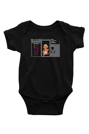 Tetris Baskılı Siyah Bebek Body - Zıbın