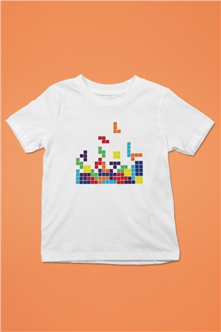 Tetris Beyaz Unisex Çocuk Tişört