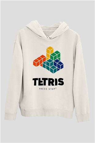 Tetris Beyaz Unisex Hoodie