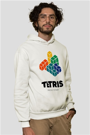 Tetris Beyaz Unisex Hoodie