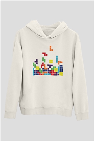 Tetris Beyaz Unisex Hoodie