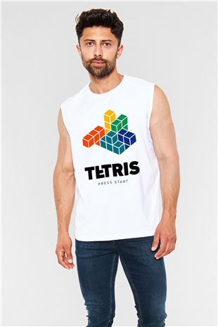 Tetris Beyaz Unisex  Kolsuz Tişört