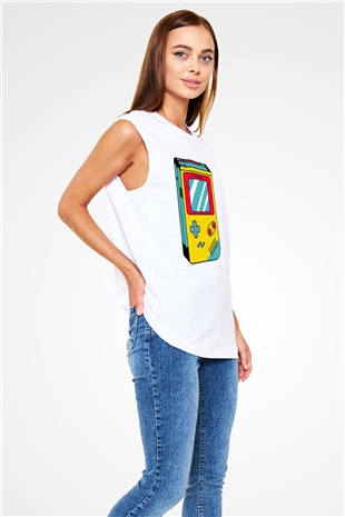 Tetris Beyaz Unisex  Kolsuz Tişört
